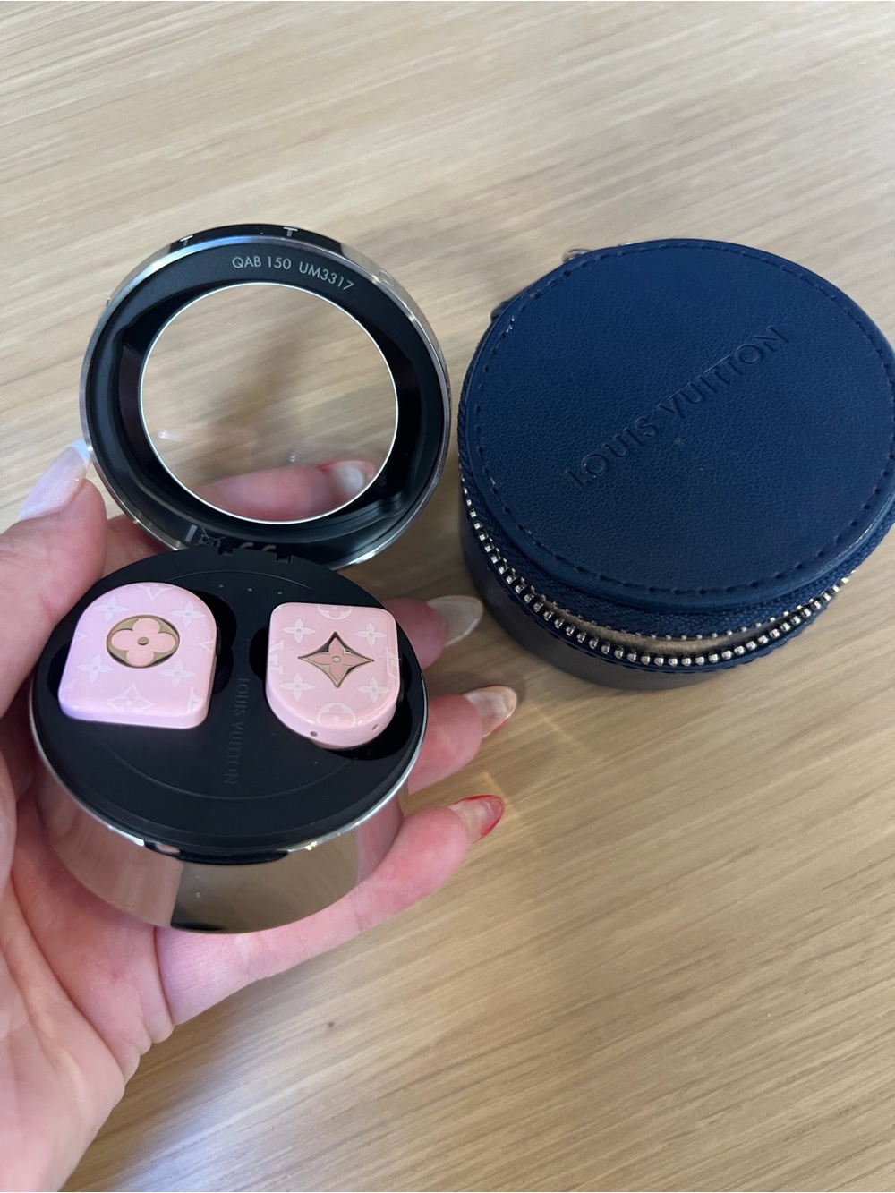 Louis Vuitton Pink Monogram Earbuds with Case